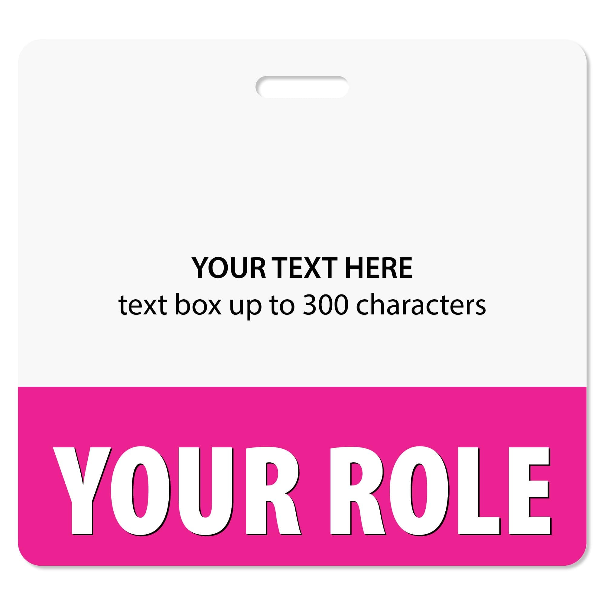 Custom Bright Pink Badge Buddy (Horizontal) - Double Sided Backer Card - Durable and Water Resistant Great for Security, Trade Show, Visitor, Work Badge