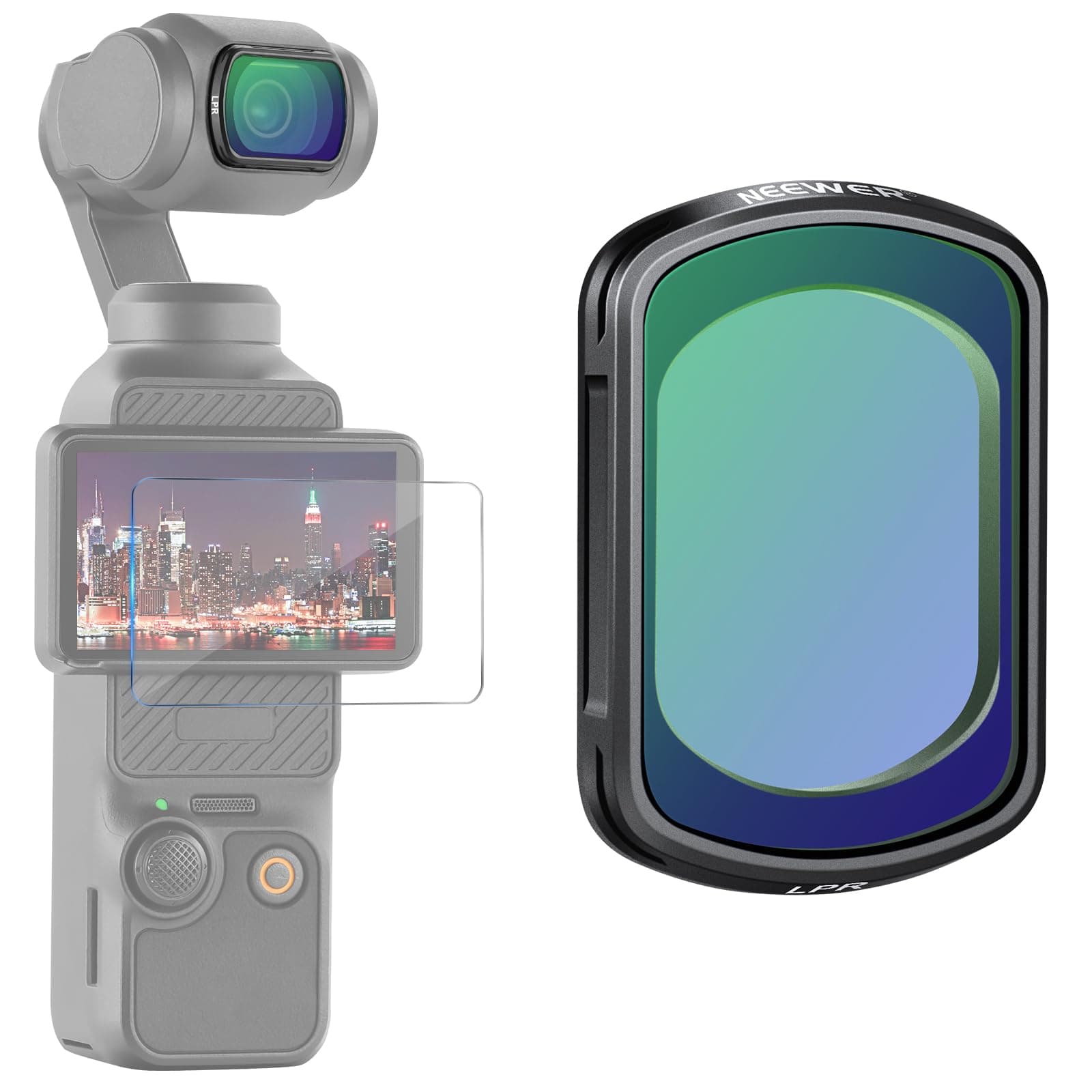Neewer LPR Filter Compatible with DJI Osmo Pocket 3 Creator Combo Accessories Multicoated HD Optical Glass Magnetic Light Pollution Reduction Night Lens Filter with Screen Protector, FL-63