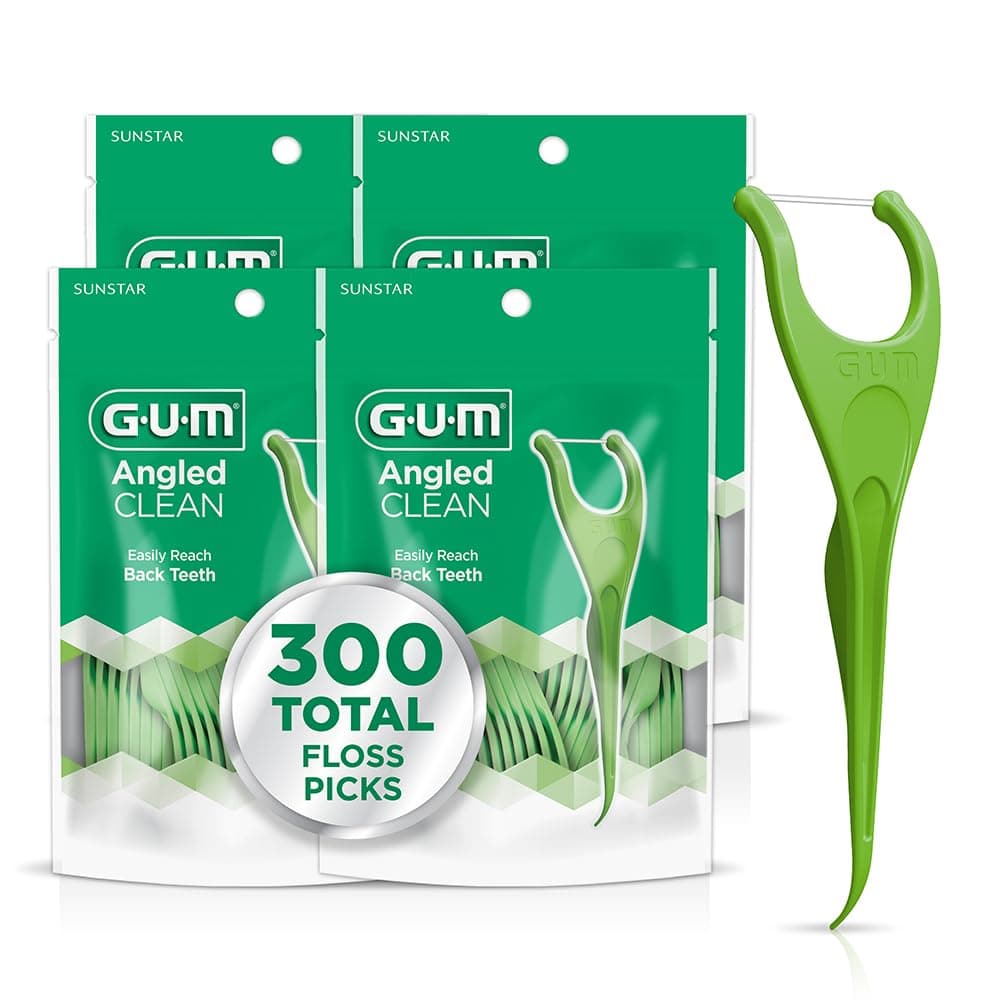 Angled Floss Picks, Perfect for Tight Teeth, Extra Strong Shred-Resistant Dental Floss, Angled for Easy Reach, Dental Flossers for Adults, Fresh Mint Flavor, 75 Count (Pack of 4) 300 Total