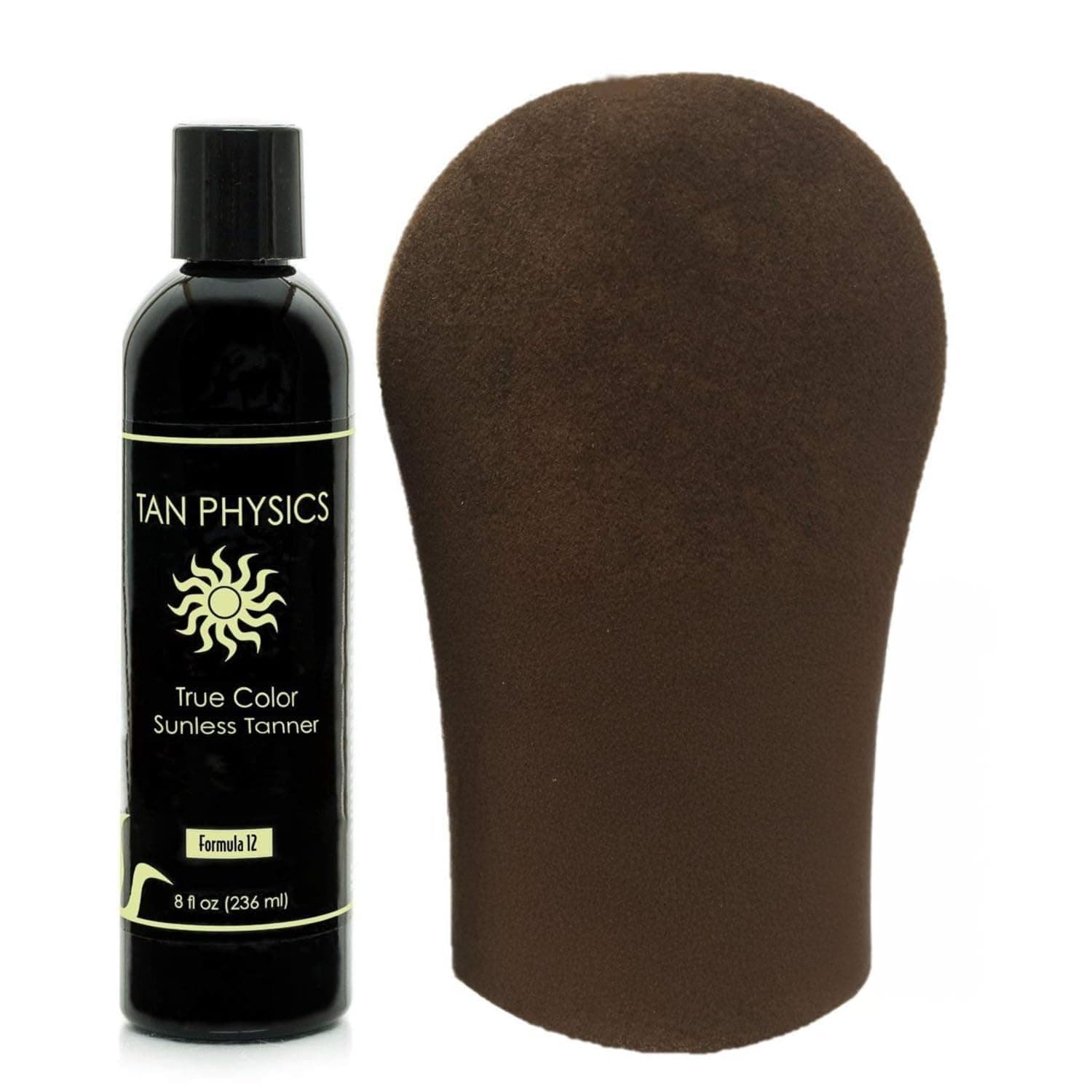 Tan Physics Sunless Tanner 8oz with Tanning Mitt – Self Tanning Lotion – Instant Tan Lotion for Face & Body – Natural Self Tanner for a Streak-Free, Long-Lasting Glow