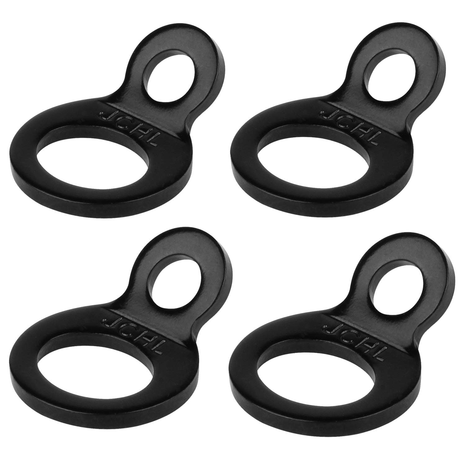 JCHL Multi-Purpose Tie Down Strap Rings Stainless Steel Tie-Down Anchors Hooks for Mounting in The Garage, Work Shop, Truck, Trailer, Golf Cart, Fence Black (4-Pack)