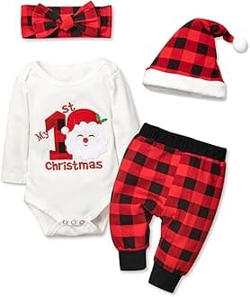 Baby Girl Boy Christmas Outfit My 1st Christmas Baby Boy Infant New Year 4 Pcs Set