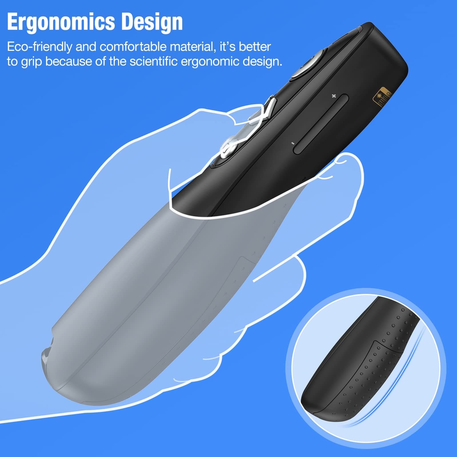 ELISWEEN 2-in-1 USB Type C Wireless Presenter Remote with Volume Control - Slide Advancer for PowerPoint, Mac, Computer, Laptop