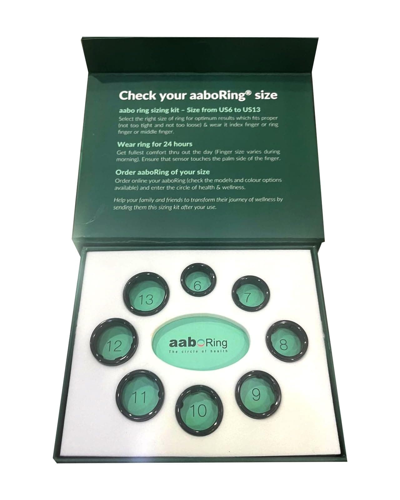 aabo aaboRing Sizing Kit for Finger - Try Before You Buy - Accurate Finger Fit for Adults - Choose from Sizes US 6 to US 13 - Wear-Test Fit for Comfort & Performance