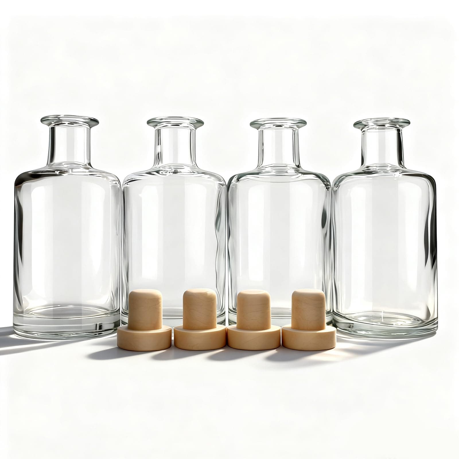 Glass Diffuser Bottles Diffuser Jars with Cork Caps Set of 4 ââ‚¬â€œ 5.3 inches High, 240ml 8.2 Ounce. Fragrance Accessories Use for DIY Replacement Reed Diffuser Sets.
