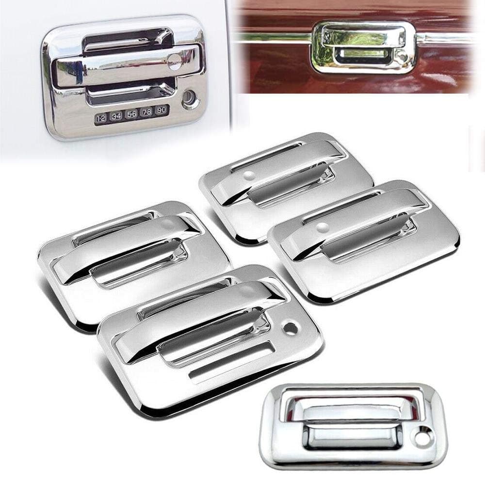 3-Layer Triple Chrome Plated Side 4 Door Handle Cover with Keypad+Tailgate Cover Designed for 2004-2014 Ford F-150