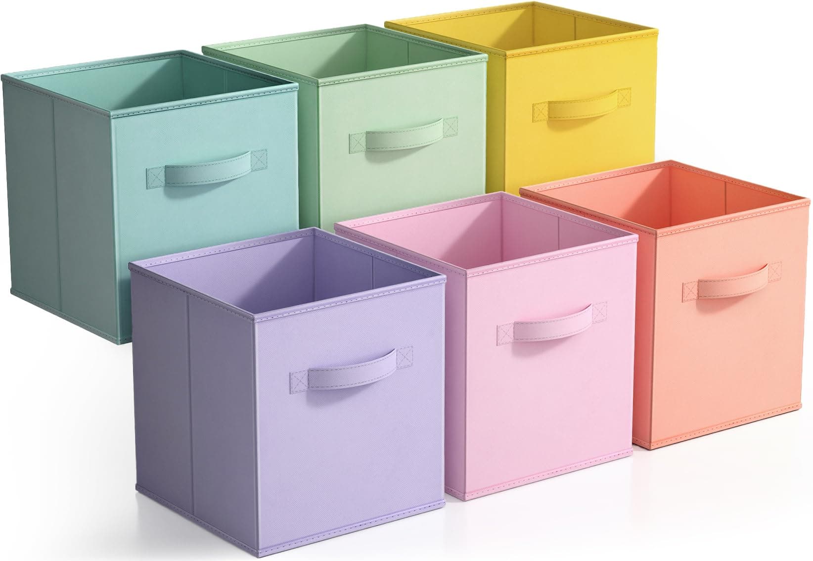 Sorbus Foldable Storage Cube Basket Bin - Great for Nursery, Playroom, Closet, Home Organization (Pastel Multi-Color, 6 Pack)