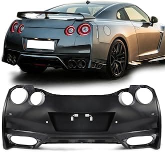 Rear Bumper Cover Compatible With 2009-2024 Nissan GTR GT-R R35 Coupe, Factory Style Unpainted Black Rear Bumper Cover Conversion Replacement PP Upgrade 2009-2016 to 2017-2024 by IKON MOTORSPORTS