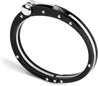 My Daily Styles Men’s Stainless Steel Handcuff Bracelet – Two-Tone Or Solid Color, Durable Cable Link, Adjustable Fit 8"-9" Wrist, Modern Fashion Jewelry for Men
