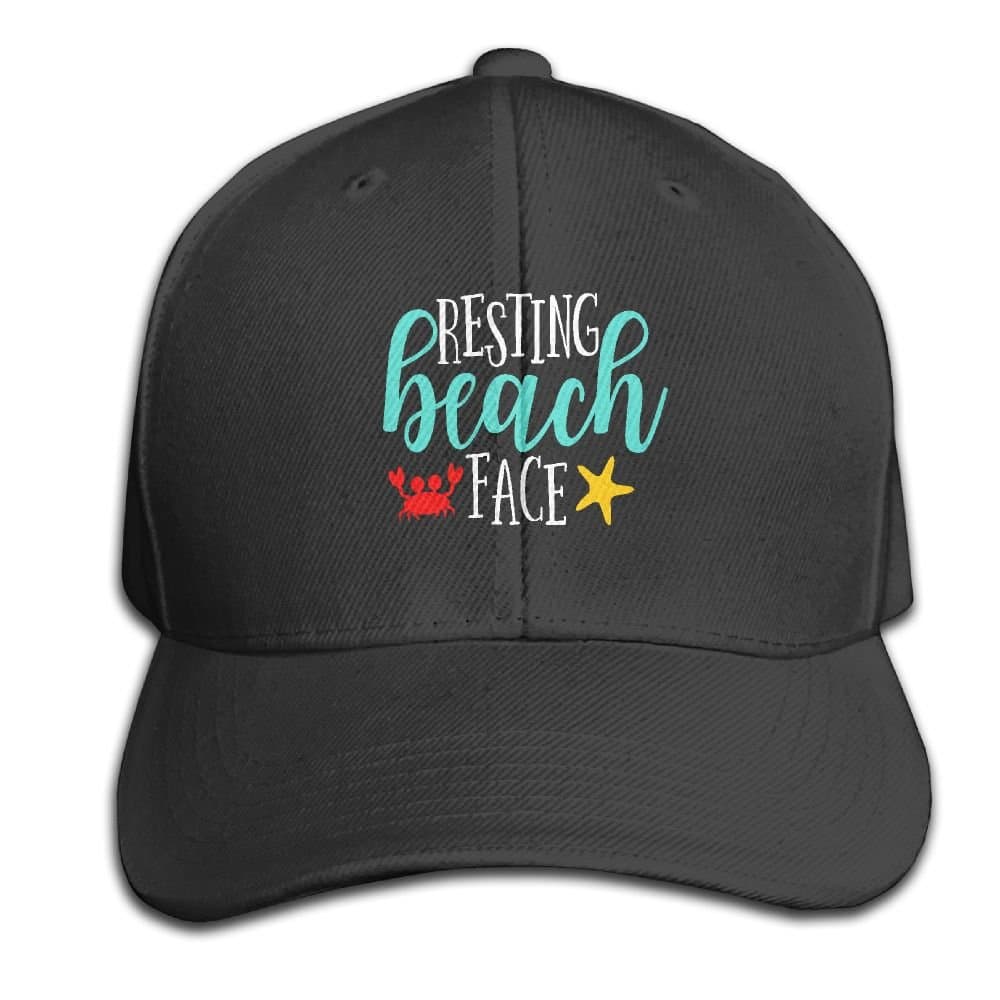 Resting Beach Face Unisex Solid Color Cotton Adjustable Tongue Cap Baseball Cap Trucker Hat Black