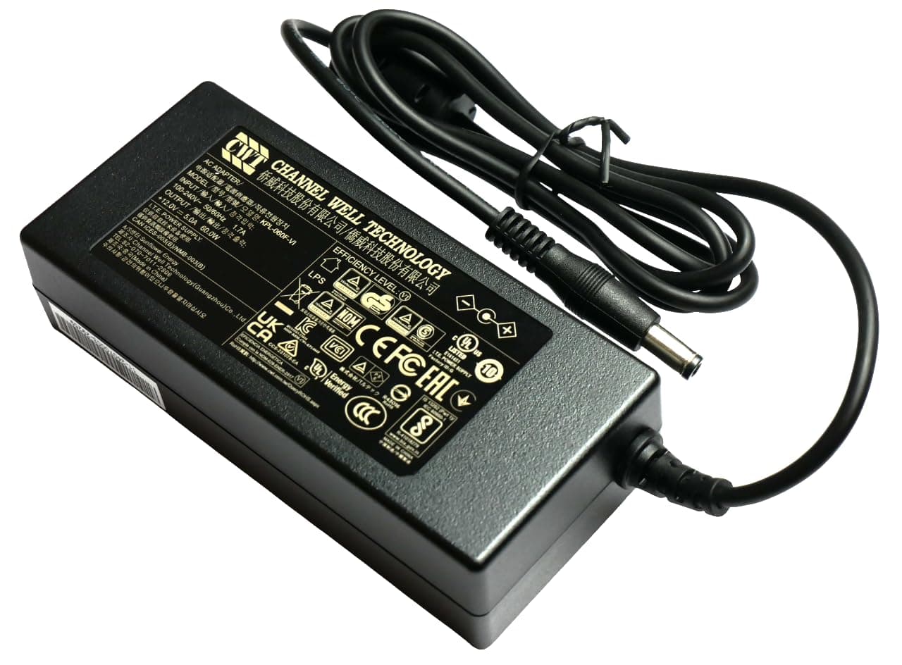 Genuine CWT 12V 5A (60W) AC Adapter for Monitors, TVs, CCTV, and Other Equipment. Model: KPL-060F-VI