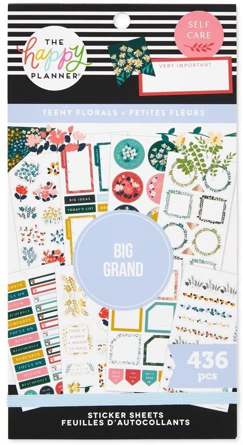 The Happy Planner Sticker Pack for Calendars, Journals and Projects –Multi-Color, Easy Peel – Scrapbook Accessories – Teeny Florals Theme – 30 Sheets, 436 Stickers Total - Big Sized
