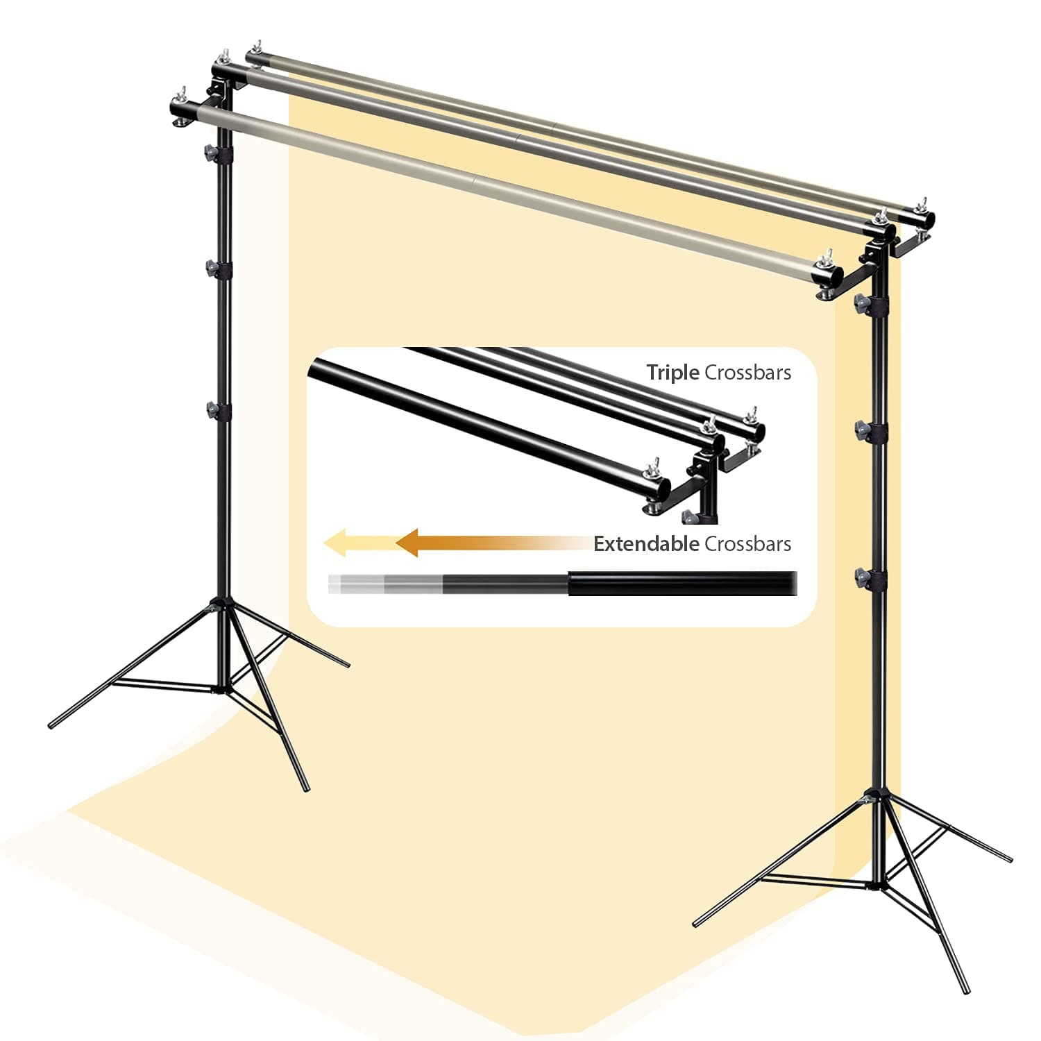 Julius Studio [Enhanced Heavy Duty] 10.1 x 8 ft. (W x H) Upgraded Strength Triple Crossbar Backdrop Stands, Double Photo Backdrop Support, Strong Stable No Wobble/No Shaking, Party, Events, JSAG667