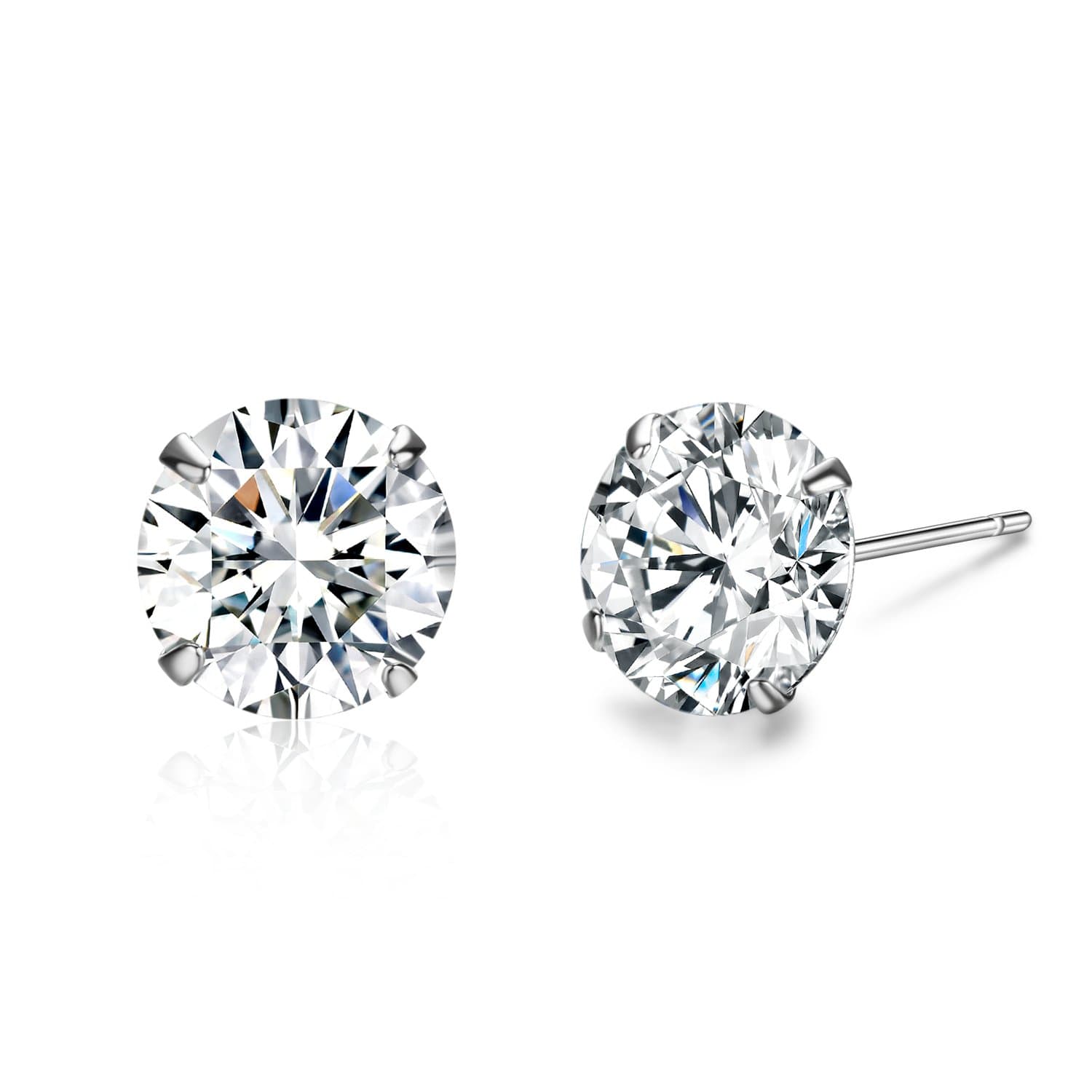 Platinum Plated Sterling Silver Stud Earrings Made with Austrian Crystals