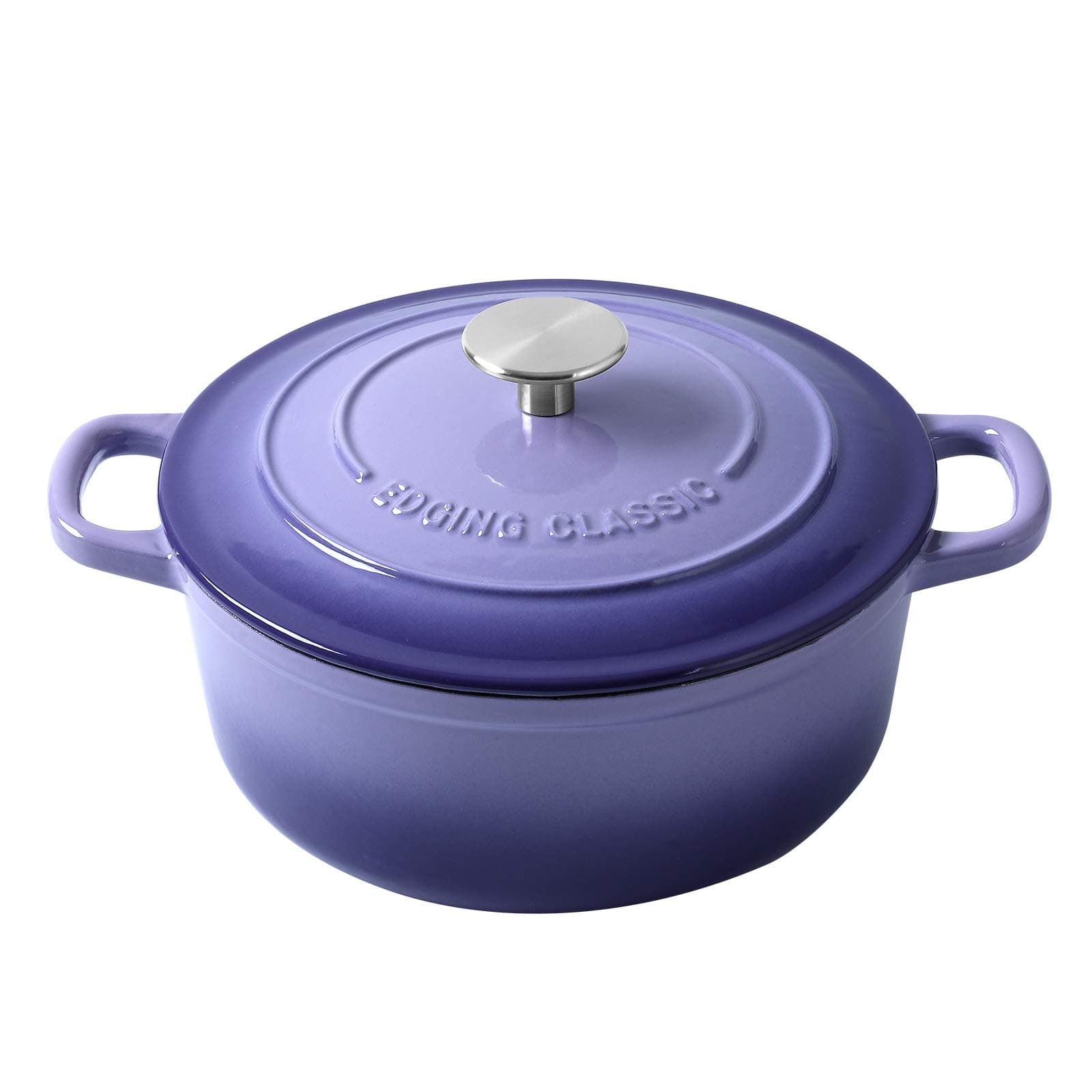 Enameled Cast Iron Duch Oven, 5.5 Quart Round Dutch Ovens Pot with Lid, Dual Handle for Bread Baking, Purple