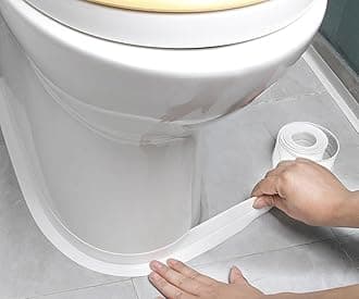 White Caulk Tape Waterproof Self Adhesive, Toilet & Bathtub Sealant Strip, Peel & Stick Caulking Tape for Floor Tile Corner Trim & Shower, Bathroom Accessories, Better Than Silicone Caulk