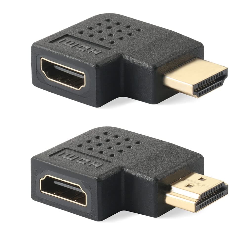 Tainston Right Angle HDMI Adapter(2 Pack) 90 Degree and 270 Degree Male to Female Vertical Flat Left and Right Adapters