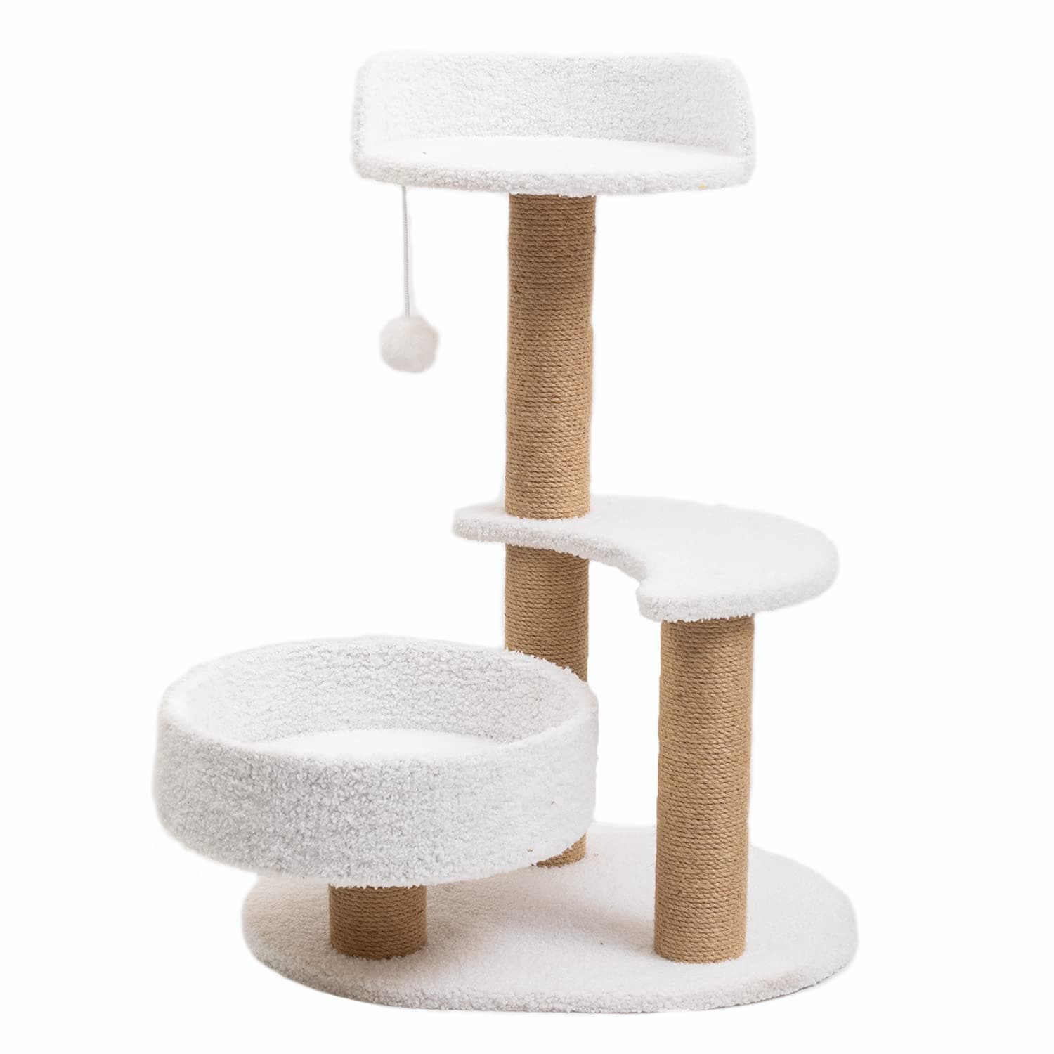 Cat Tree 68cm Cat Tower for Small Cats, Multi-Level Cat Tree with Scratching Posts Plush Basket & Perch for Play Rest, Cat Activity Tree with Dangling Ball for Kittens/Small Cats 4KG (SMALL)