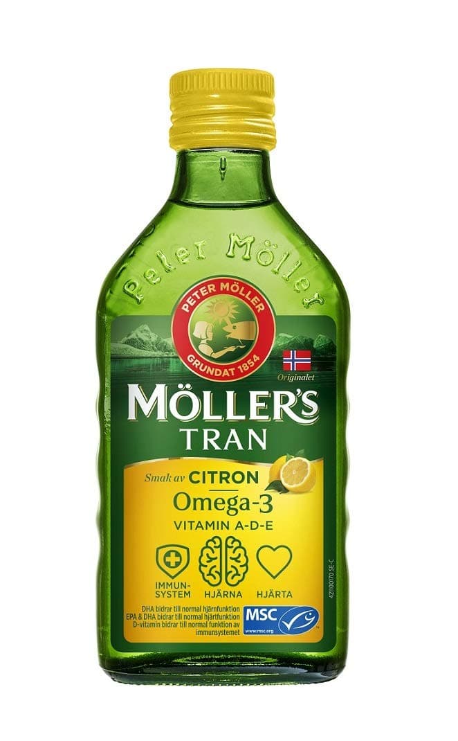 MÖLLER'S Tran Cod Liver Oil 250 ml/ 8.45 fl oz | Citron Flavor | Omega-3 | Fish Liver Oil