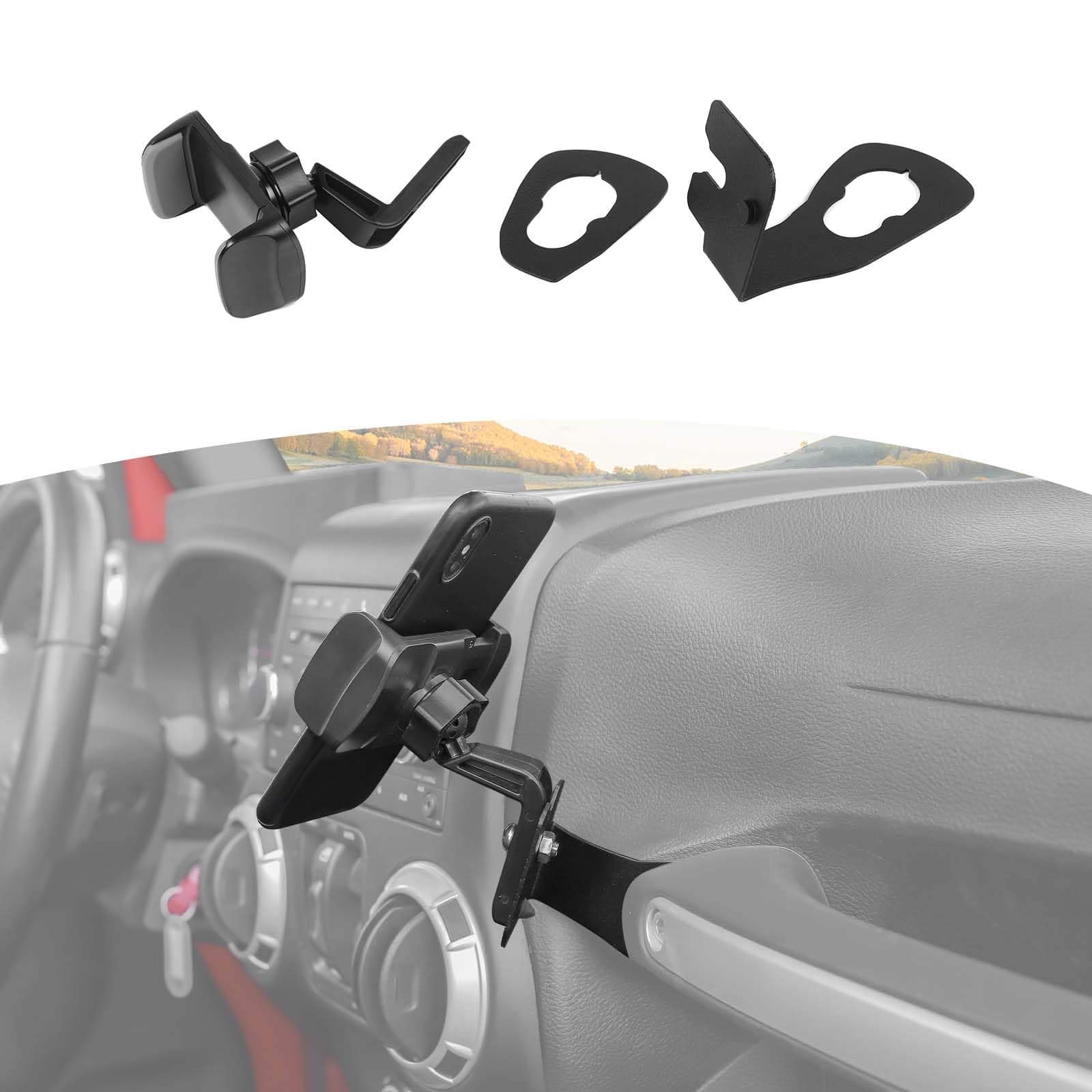 RT-TCZ for Jeep Wrangler Multi-Function Phone Holder, Radio Holder Walkie Talkie Mount Bracket,Bolt-on Stand Bracket Organizer for 2011-2018 Jeep Wrangler JK JKU