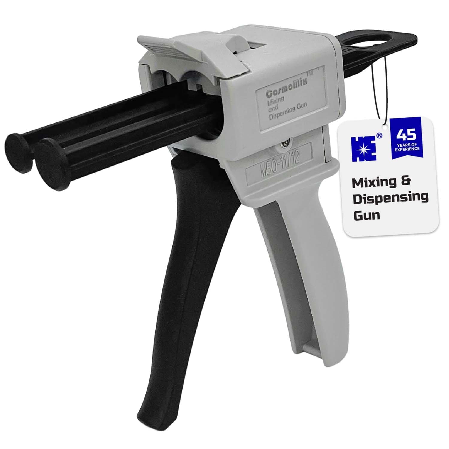 Cosmostar Mixing and Dispensing Gun, Impression Mixing Dispensing AB Gun Ratio 1:1/1:2 for 50ml, Compatible with 3M Adhesive 04747 cartridges, CosmoMix Mixing Epoxy Cartridge Dispenser Gun