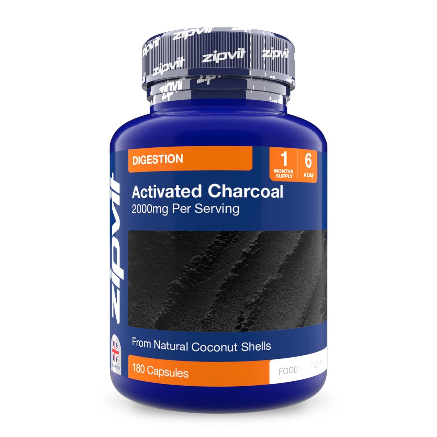 – Zipvit Activated Charcoal Capsules 2000mg, Charcoal Tablets Alternative, Digestion Support Supplement, Helps Reduce Excessive Flatulence After Eating, 180 Capsules