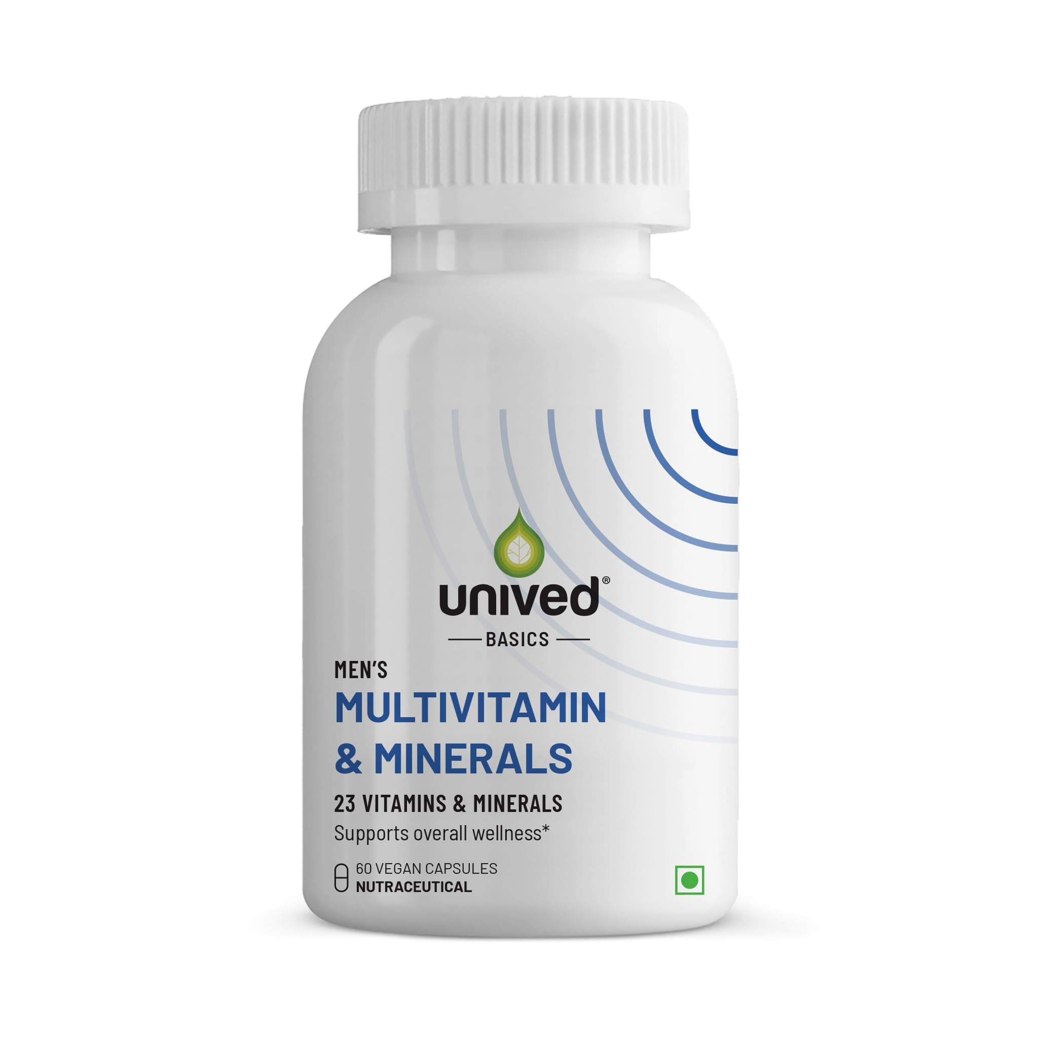 Basics Multivitamin & Minerals Capsule For Men|100% Rda Of All Vitamins With Algae Calcium & Plant-Based Vitamin D3 Plus Important Minerals|Complete Formulation For Health & Wellbeing,1 Count