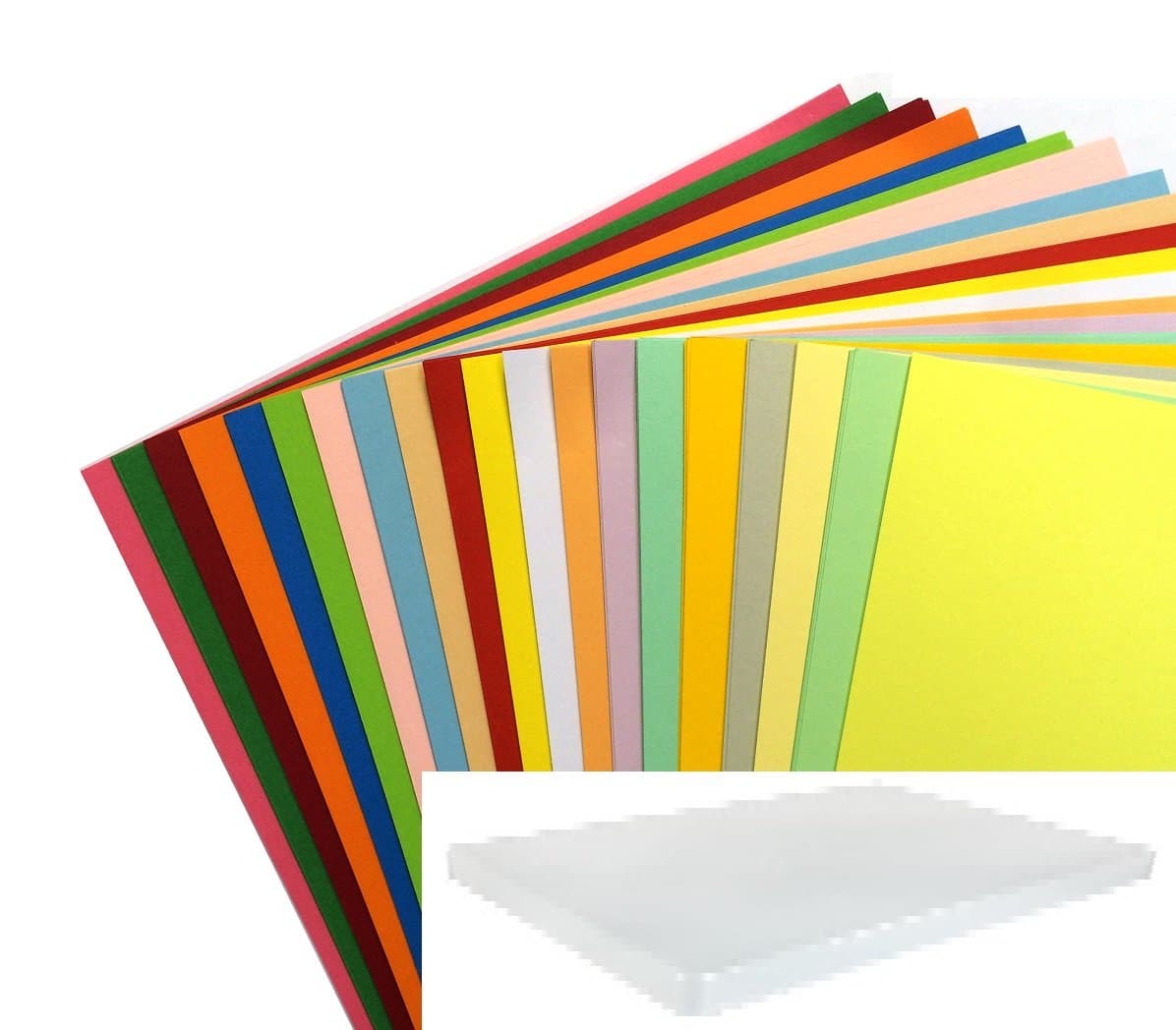A4 160gsm - 100 SHEET 20 ASSORTED COLOUR MINI MEGA PACK - NOW IN A REUSABLE WHITE SHATTERPROOF WESTON STORAGE BOX