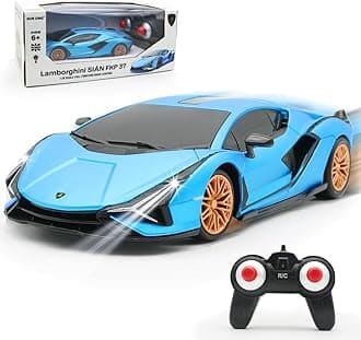 QUN XING Remote Control Car 1:24 Officially Licensed 2.4GHZ Rc Cars Lambo Sport Racing Toy Car for Kids Boys 4-7 Years Birthday Gift, Blue