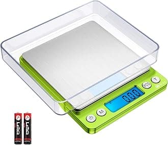 AMIR Digital Kitchen Scale, 500g-0.01g Mini Pocket Jewelry Scale, Cooking Food Scale with Backlit LCD Display, 2 Trays, 6 Units, Auto Off, Tare, Stainless Steel (Battery Included)