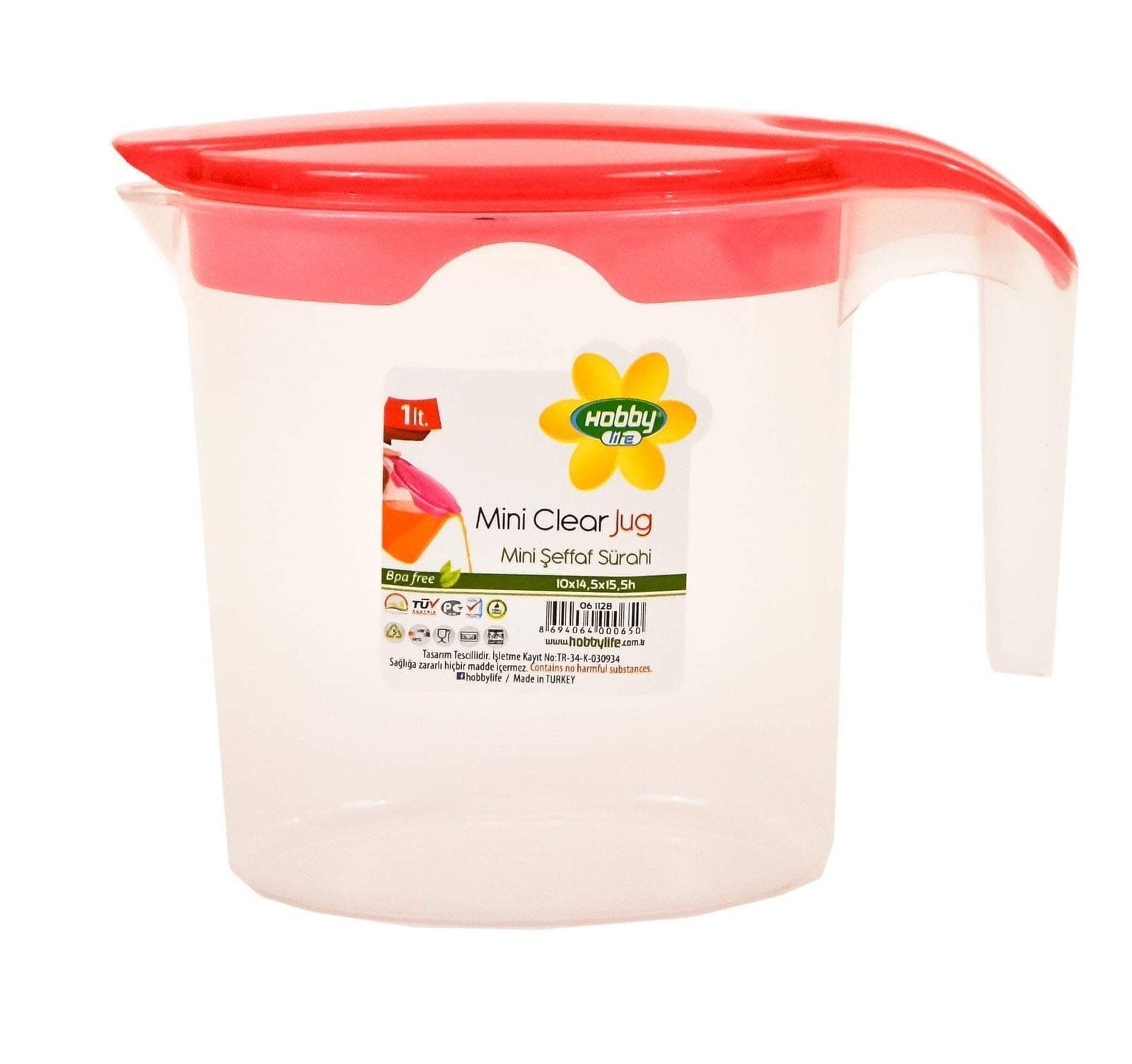 Quality Plastic 1 Litre Multi Purpose Jug with Lid in White