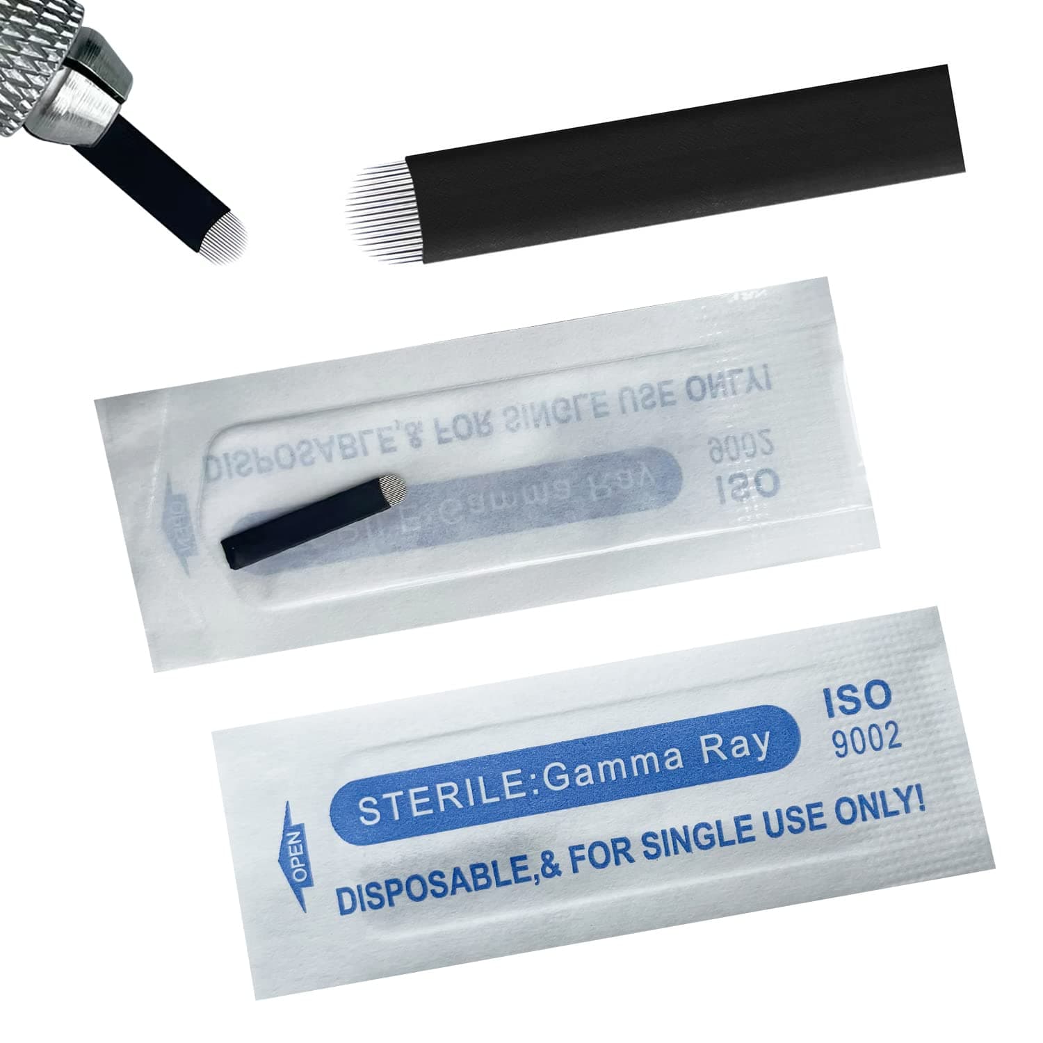 U18 30Pcs 0.18mm Nano Eyebrow Microblading Needles,Permanent Makeup Manual Tattoo Needle Embroidery Arc Blade 18 Curved Needles