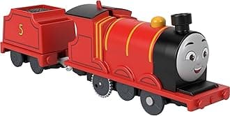 Motorized Toy Train James Battery-Powered Engine with Tender for Preschool Pretend Play Ages 3+ Years