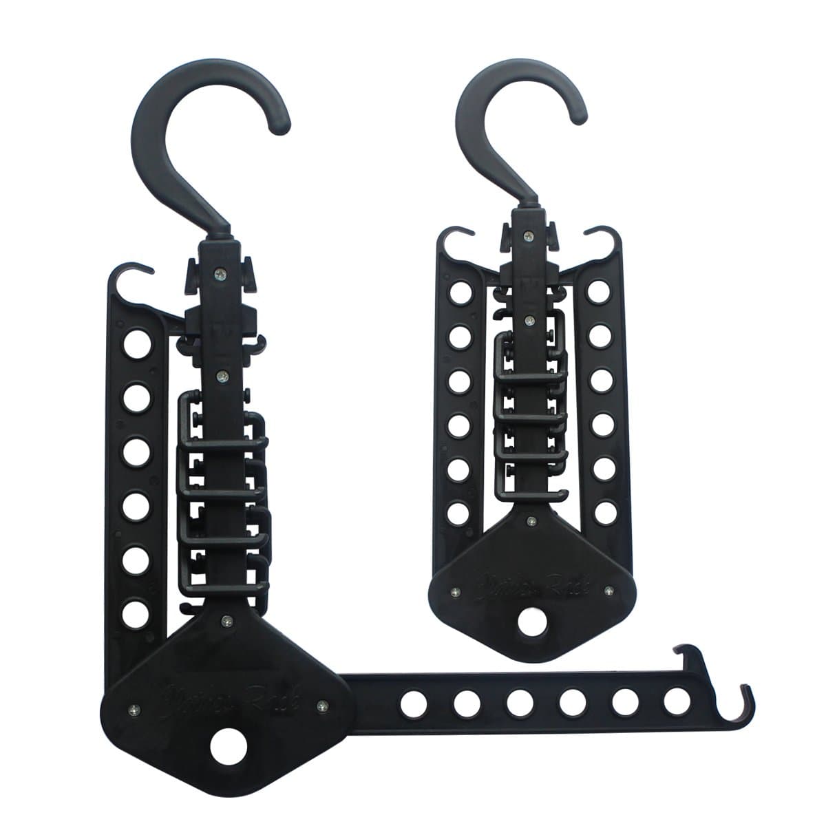 2 Pack Magic Clothes Hangers Organizer Foldable Clothing Hooks Dual Wide Shoulders Collapsible Rack Heavy Duty for Home Closet Indoor Space Saving - Black