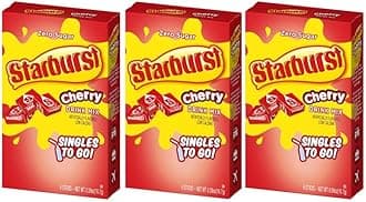 Starburst Singles To Go Powdered Drink Mix, Cherry, 3 Boxes with 6 Packets Each - 18 Total Servings, Sugar-Free Drink Powder, Just Add Water, 6 count (Pack of 3)