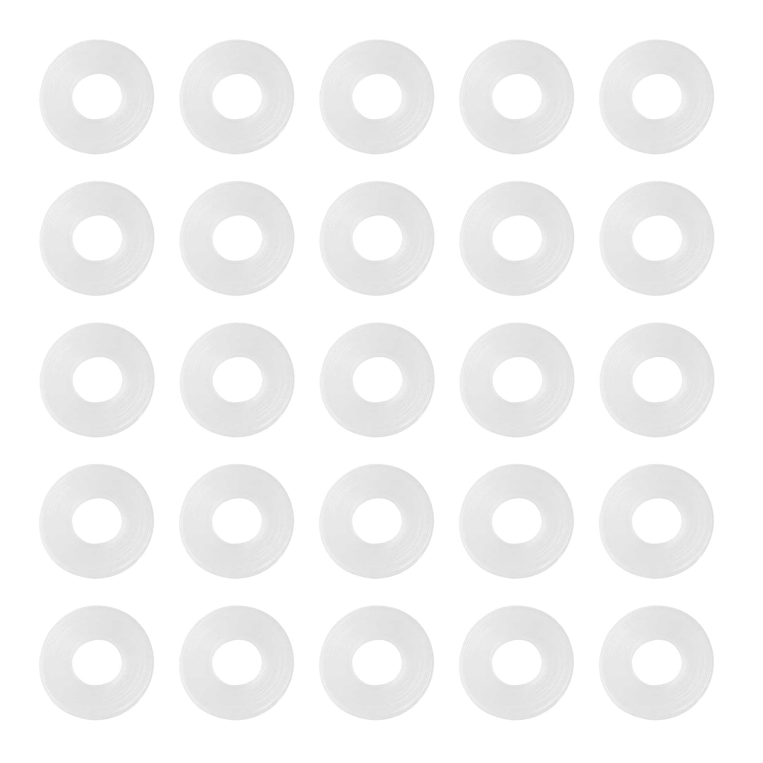 1/4" ID x 1/2" OD White Flat Washer, 1mm Thickness Replacement Vinyl Washer Gasket, Pack of 25