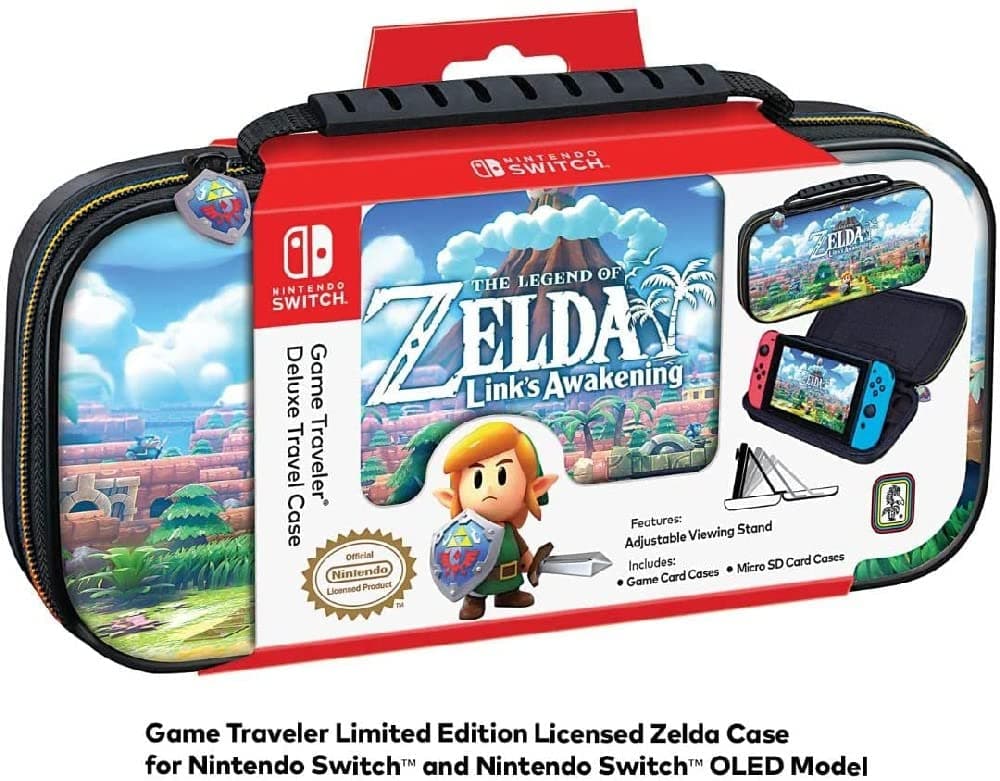 Game Traveler Zelda Nintendo Switch Case - Switch Carry Case for Switch OLED, Switch and Switch Lite, Hard Portable Travel Case, Adjustable Viewing Stand & Bonus Game Cases, Deluxe Carry Handle