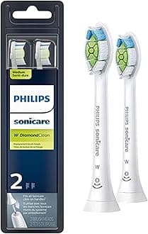 Sonicare Philips Genuine W DiamondClean Replacement Toothbrush Heads, 2 Brush Heads, White, HX6062/65