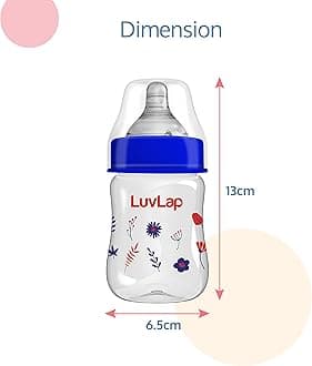 Luv Lap Anti-Colic Wide Neck Natura Flo Baby Feeding Bottle, 150ml, Floral