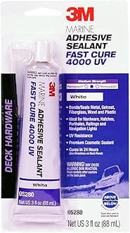 Marine Adhesive Sealant 4000 UV (05280), Medium Strength Flexible Waterproof Adhesive Sealant for Boats and RVs, UV Resistant, Cures in 24 Hours, White, 3 fl oz Tube