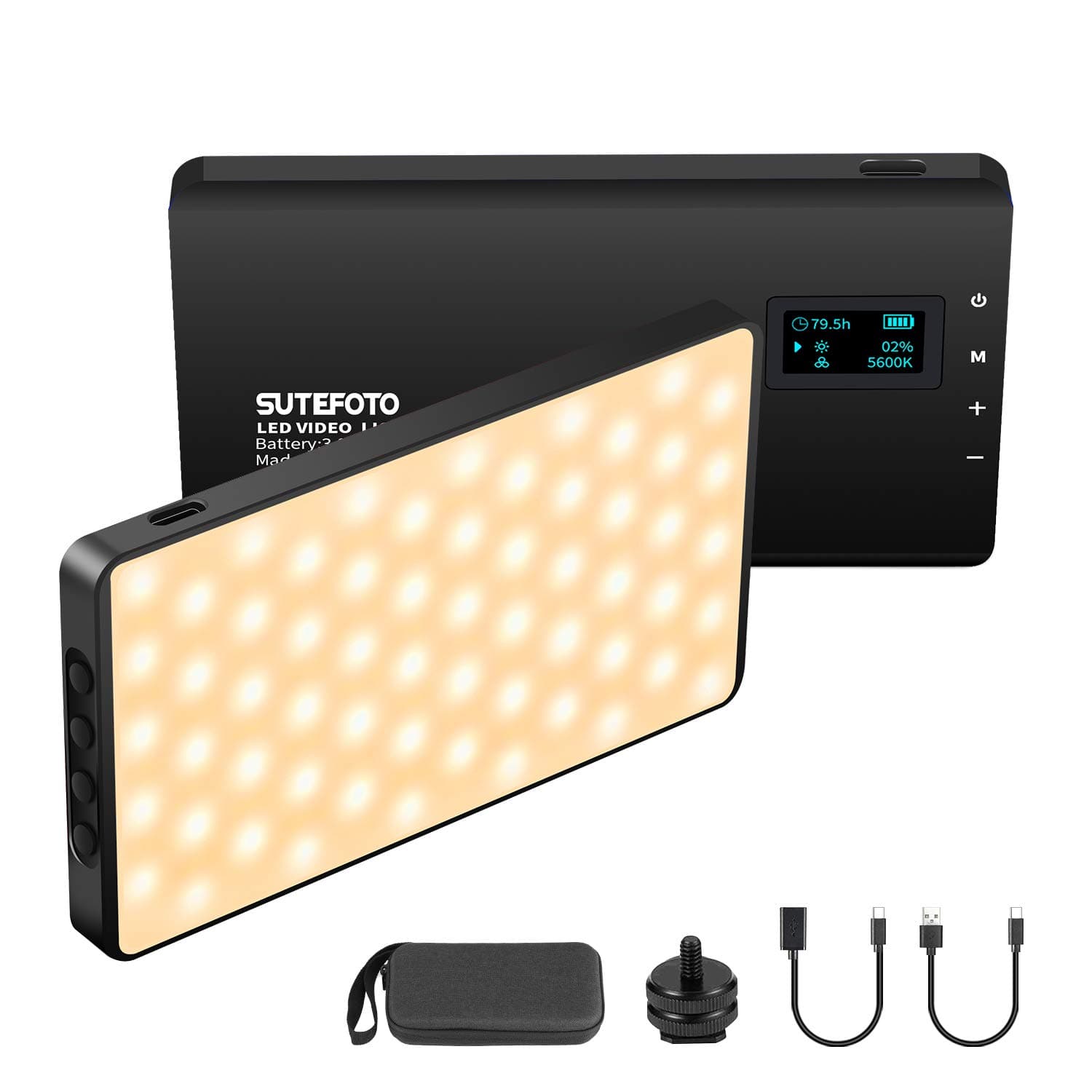 LED Video Light Mini Camera Light Usb Charging Aluminum Alloy Photography Studio Lighting Bi-color Dimmable 3200K-5600K 120 LED Panel Compatible With Sony/Canon/Nikon DSLR YouTube Smartphones Black