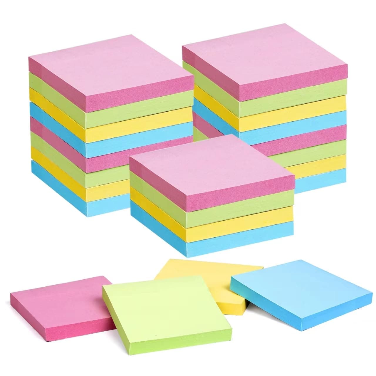 IDEAHOME Sticky Notes 24 Pads 3 x 3 Inch, Self Stick Pads Vintage Colorful Sticky Notes 100 Sheet/Pad