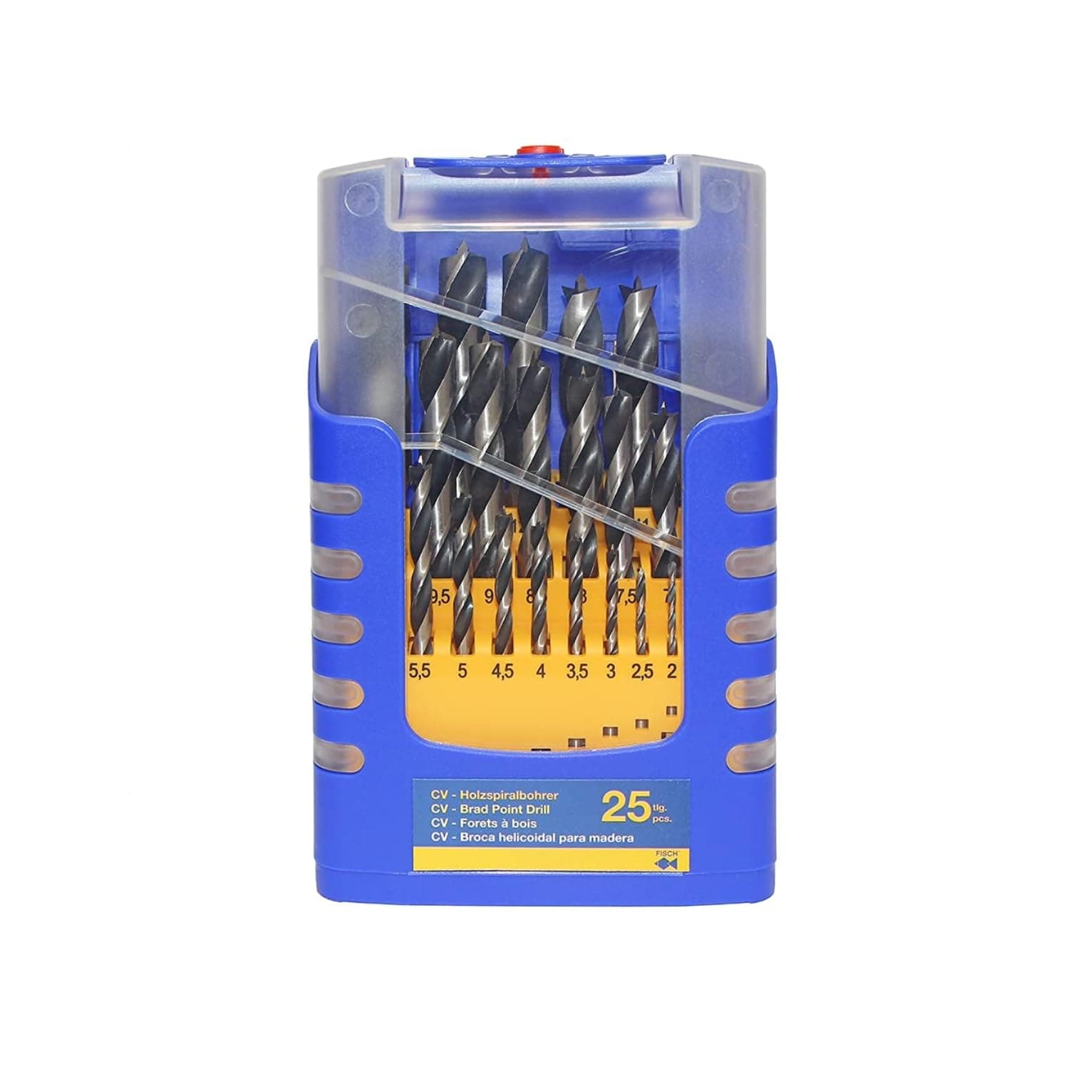 Brad Point Drill Bit Set, 25-Piece Chrome Vanadium Wood Drill Bits, Sizes from 1mm - 13mm" FSF-364740