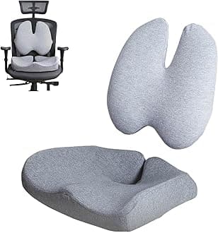 Nordic Comforts Seat & Back Cushion, Comforts Seat Cushion, Nordic Comforts Lumbar Cushion, for Office & Travel, Hip & Sciatic Comforts, Long-Lasting, Comfortable Gift (Grey)