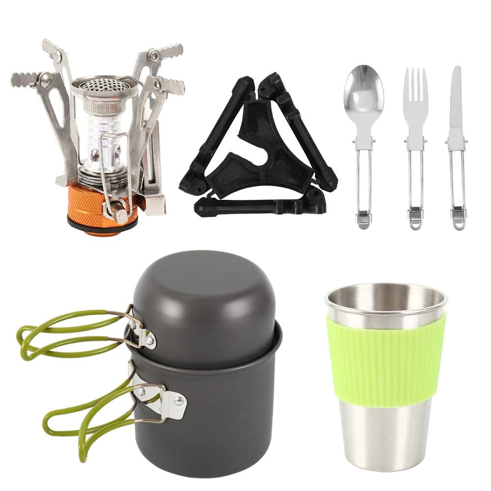 Sifeier Camping Cookware Kit Backpack Cook Set Non-Stick for 1 Person Camping Pots and Pans Set Outdoor Camping Pan Hiking Cooking Equipment Picnic Bowl Pot Pan Set