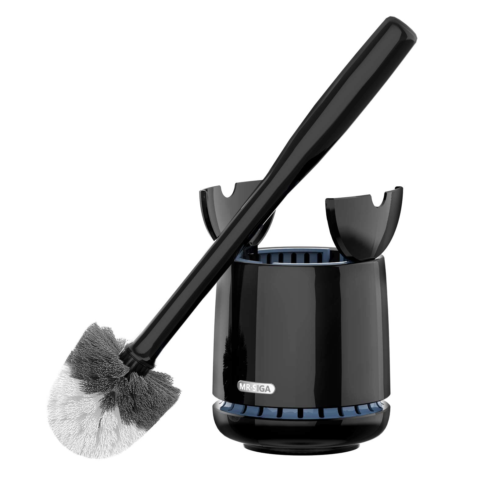 Toilet Bowl Brush and Holder, Premium Quality, with Solid Handle and Durable Bristles for Bathroom Cleaning, Black, 1 Pack