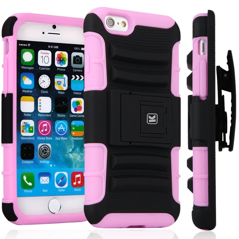 HTC One M9 Plus Case - KAYSCASE Heavy-Duty Belt Clip Dual-Layer ArmorHolster Hybrid Cover Case for The HTC M9 Hima Ace Plus Smart Phone 2015 Version (Pink)