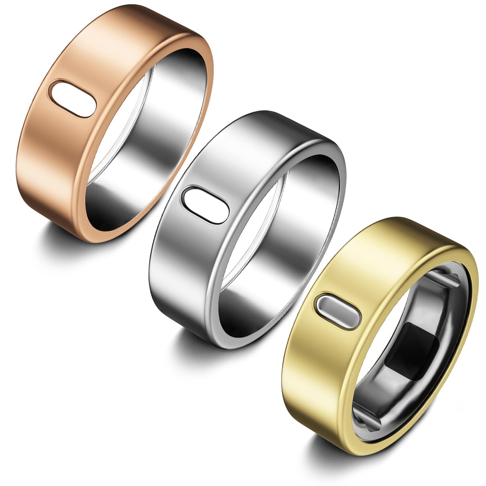 - 3 Pack Cover Compatible with Oura Ring Gen 4/Oura Ring Gen 3 Horizon/Heritage, Support Charging with Cover on, Anti-Scratch TPU Protector for Men Women (Size 8, Silver+Gold+Rosegold)