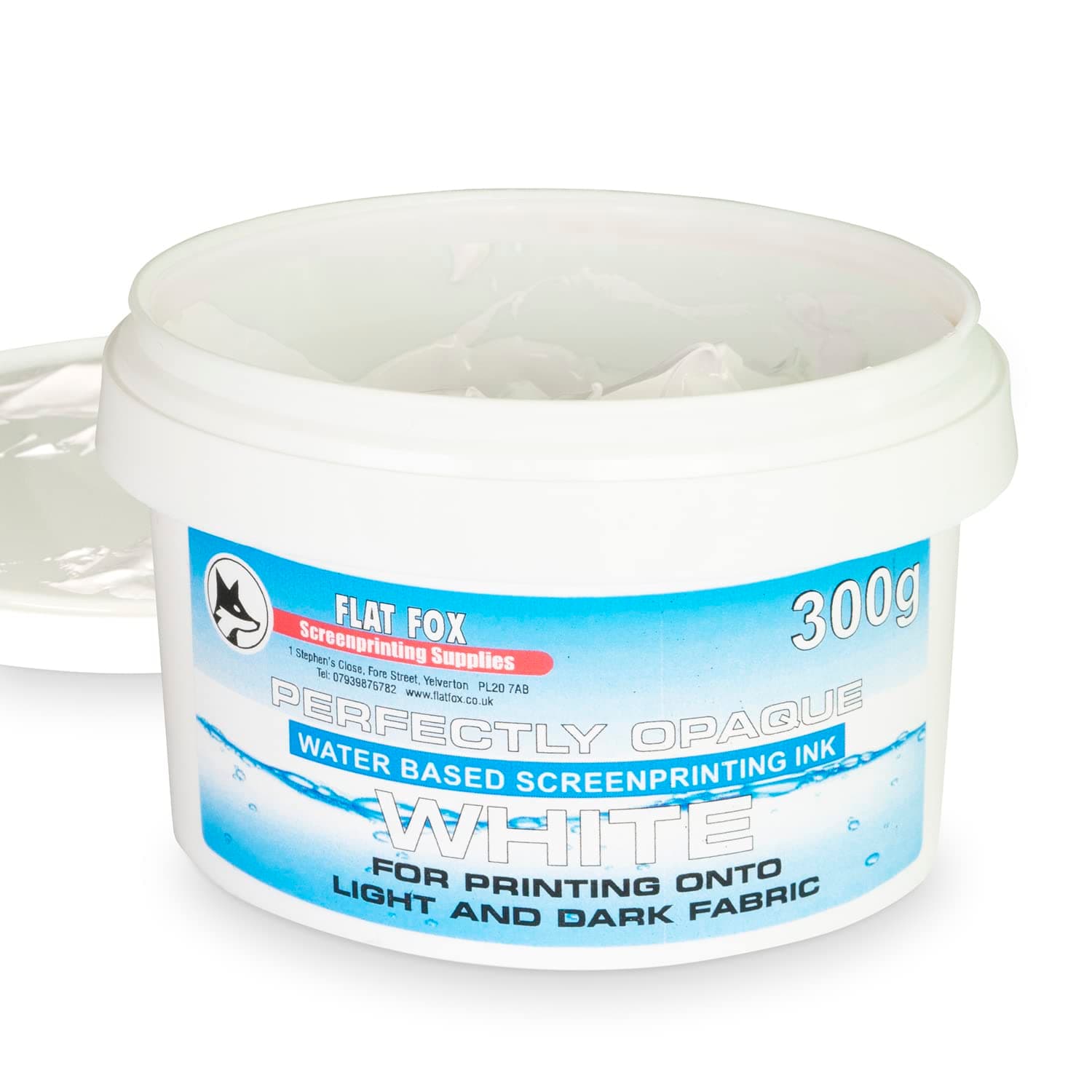 Flat Fox Screen Printing Opaque Water Based Fabric Inks (White, 300g)