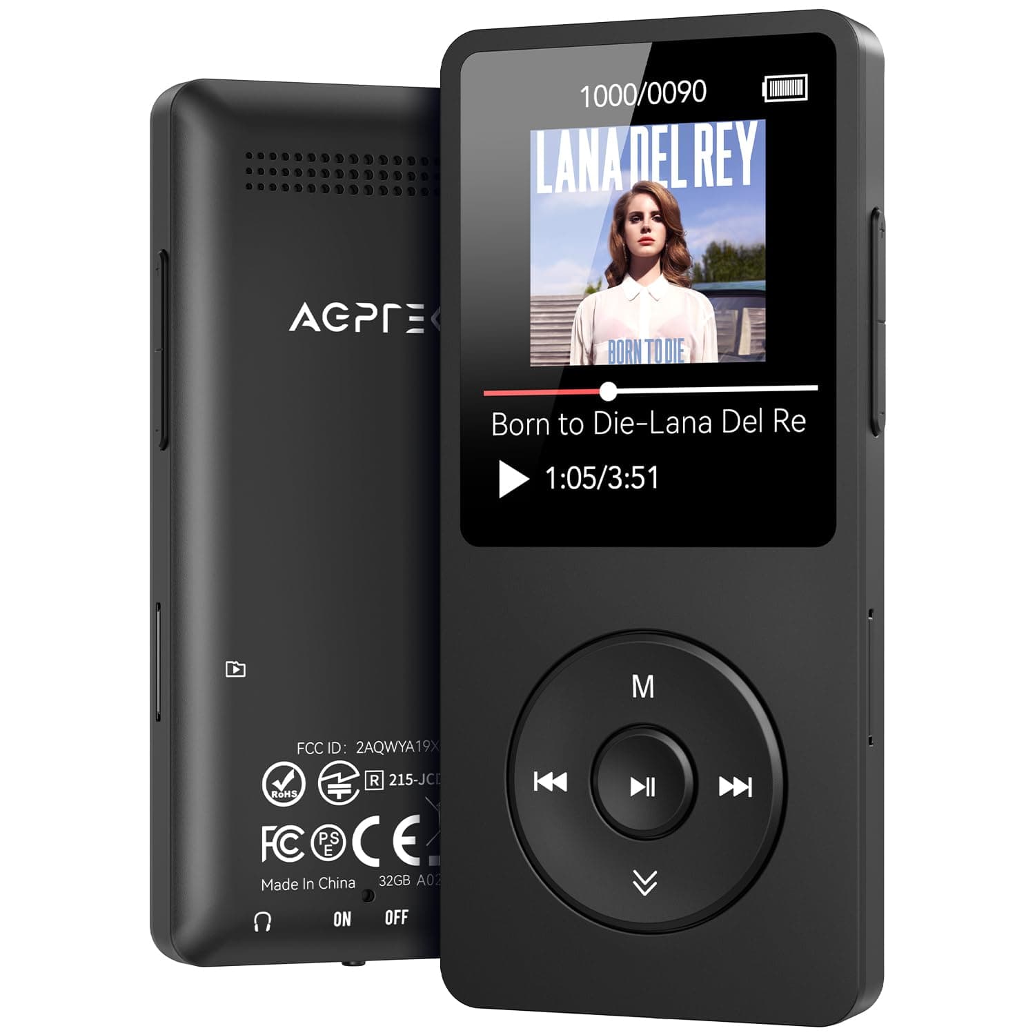 A02X 32GB MP3 Player with Bluetooth 5.3, 1.8 inch Screen Portable Music Player with Speaker, FM Radio, Voice Recorder, Supports Expanded Up to 128GB